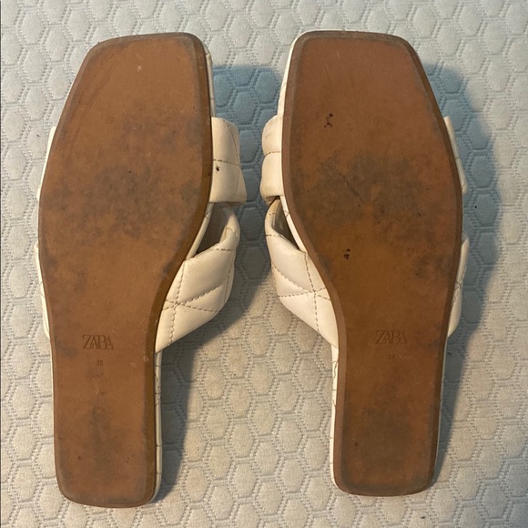 Zara Cream Quilted Slide Sandals - Picture 5 of 6